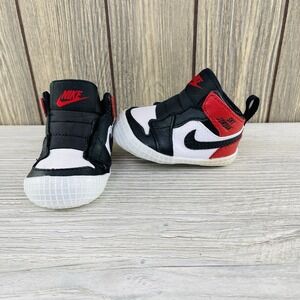 Nike Jordan 1 Crib Bootie Black/Black-Varsity Red-White HJ9289-061 Toddler Sz 1C